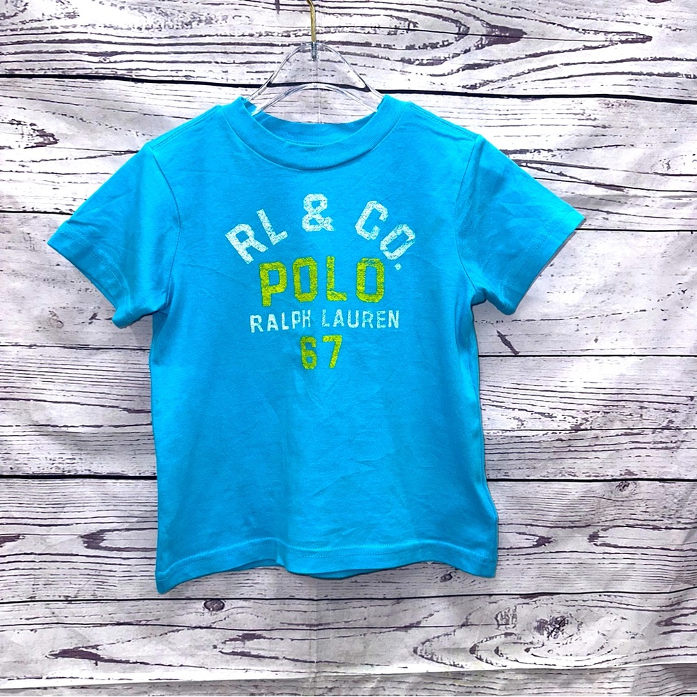 Polo Ralph Lauren blue t-shirt RL & CO POLO RALPH LAUREN & 67 printed on front.